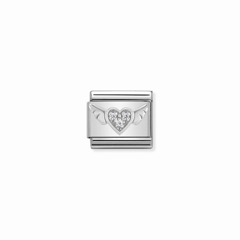 Nomination Composable Link Flying Heart, Cubic Zirconia, Silver