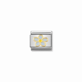 Nomination Composable Link Foget-Me-Not Flower, 18K Gold & Enamel