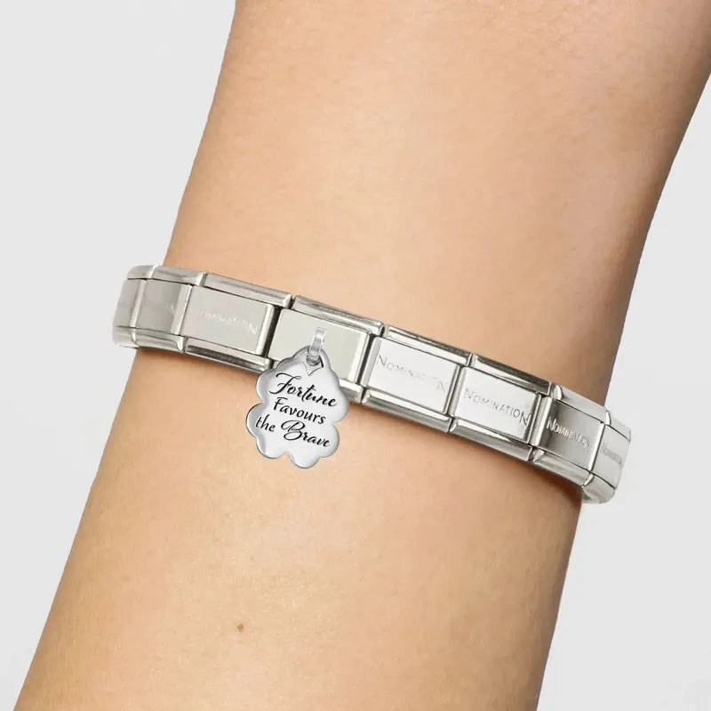 Nomination Composable Link Fortune Favours the Brave Pendant, Silver