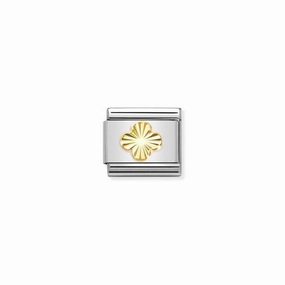 Nomination Composable Link Four-Leaf Clover, Etched, 18K Gold