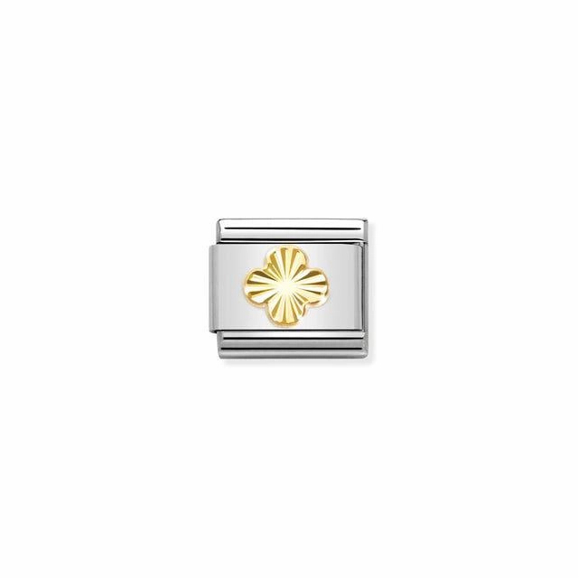 Nomination Composable Link Four-Leaf Clover, Etched, 18K Gold