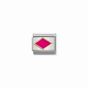Nomination Composable Link Fuchsia Rhombus, 18K Gold & Enamel
