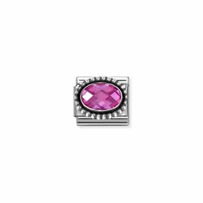 Nomination Composable Link Fuchsia Vintage Effect Stone, Silver