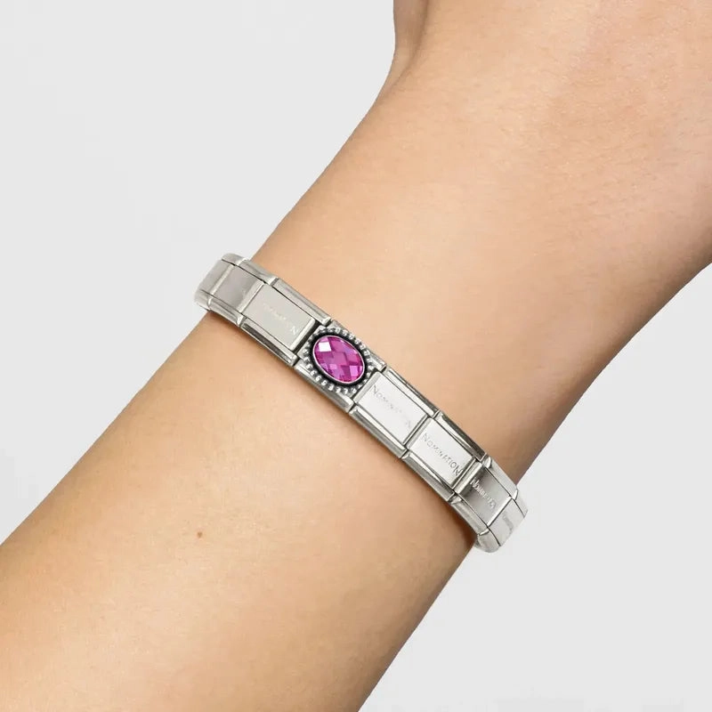 Nomination Composable Link Fuchsia Vintage Effect Stone, Silver