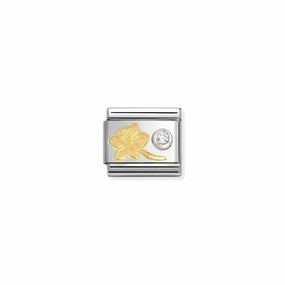 Nomination Composable Link Gold Daffodil & Cubic Zirconia, Silver