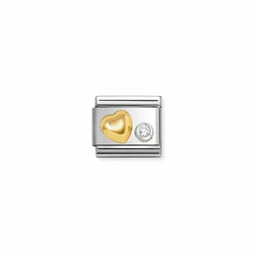 Nomination Composable Link Gold Heart & Cubic Zirconia, Silver