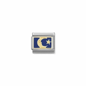 Nomination Composable Link Gold Moon With Star, 18K Gold & Enamel