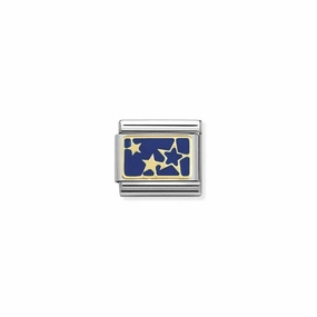 Nomination Composable Link Gold Stars, Blue, 18K Gold & Enamel