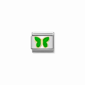 Nomination Composable Link Green Butterfly, 18K Gold & Enamel