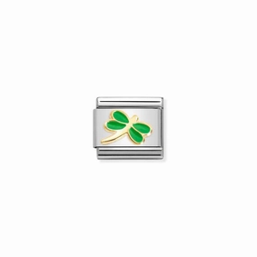 Nomination Composable Link Green Dragonfly, 18K Gold & Enamel