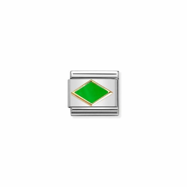 Nomination Composable Link Green Rhombus, 18K Gold & Enamel