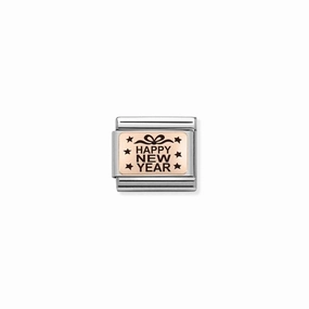 Nomination Composable Link Happy New Year, 9K Rose Gold