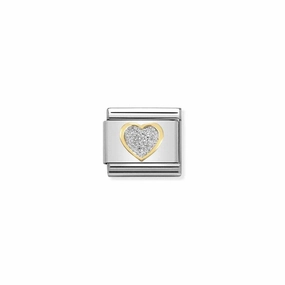 Nomination Composable Link Heart, 18K Gold & Glitter Enamel