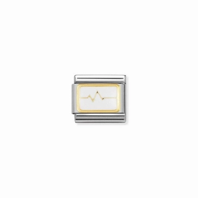 Nomination Composable Link Heart Beat, 18K Gold & Enamel
