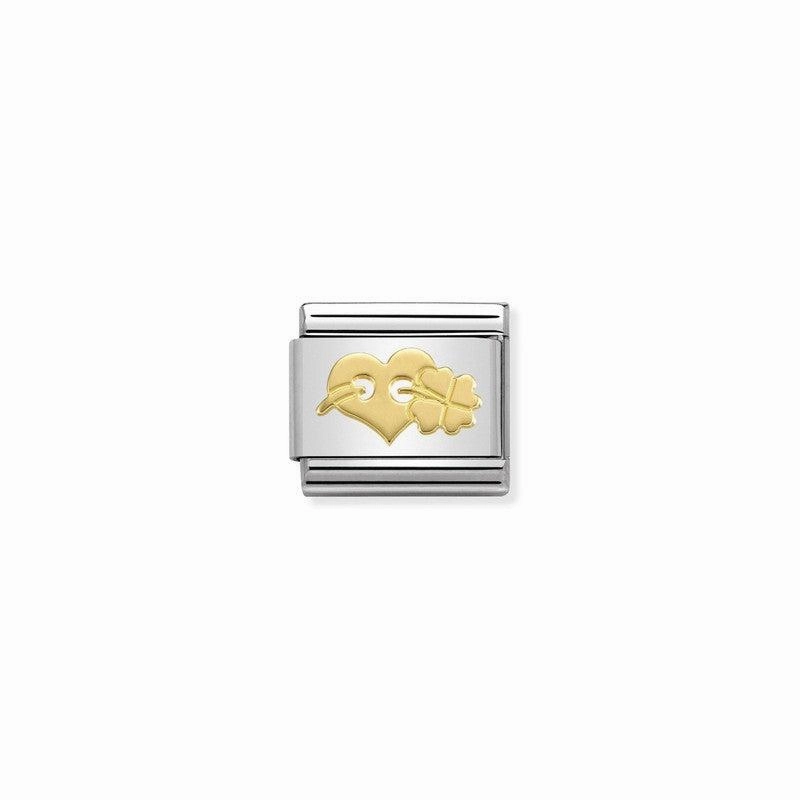 Nomination Composable Link Heart, Clover, 18K Gold