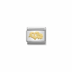 Nomination Composable Link Heart, Clover, 18K Gold