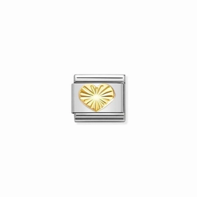 Nomination Composable Link Heart, Etched, 18K Gold