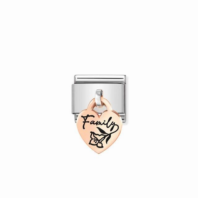 Nomination Composable Link Heart, Family Hanging Charm, 9K Rose Gold