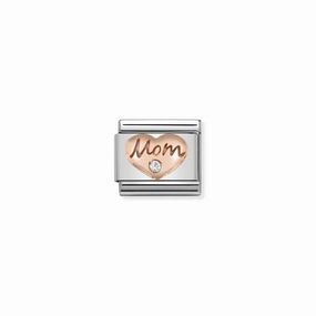 Nomination Composable Link Heart, Mom, Cubic Zirconia, 9K Rose Gold