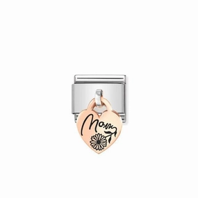 Nomination Composable Link Heart, Mom Hanging Charm, 9K Rose Gold