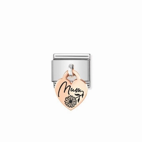 Nomination Composable Link Heart, Mum Hanging Charm, 9K Rose Gold
