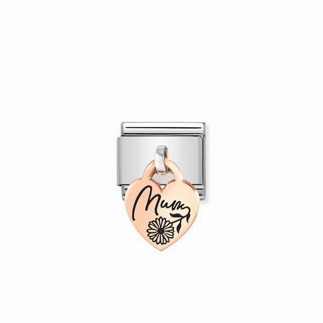 Nomination Composable Link Heart, Mum Hanging Charm, 9K Rose Gold