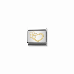 Nomination Composable Link Heart With Flower, 18K Gold & Enamel