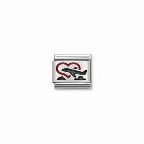Nomination Composable Link Heart With Plane, Silver & Enamel