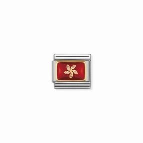 Nomination Composable Link Hong Kong Flag, 18K Gold & Enamel