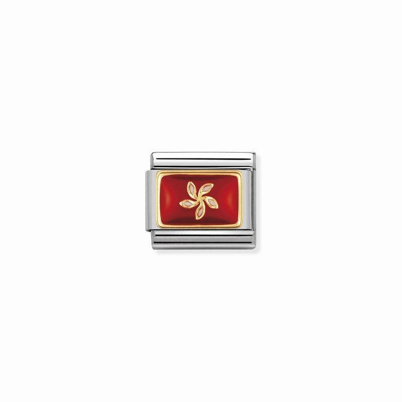 Nomination Composable Link Hong Kong Flag, 18K Gold & Enamel