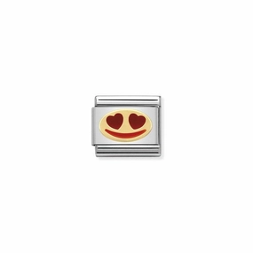 Nomination Composable Link In Love Smile, 18K Gold & Enamel