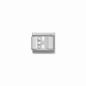Nomination Composable Link Letter H, Cubic Zirconia, Silver