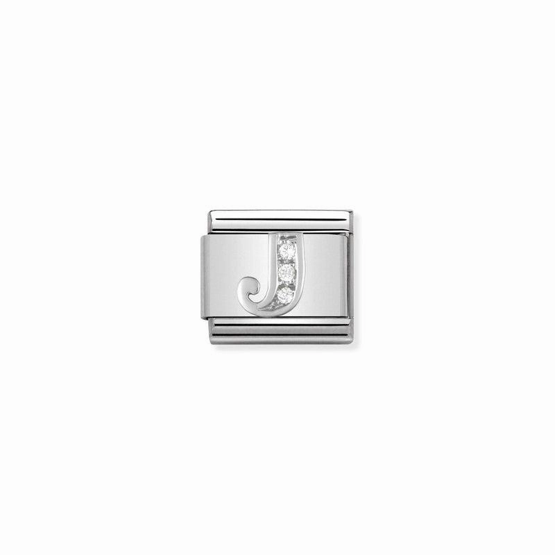 Nomination Composable Link Letter J, Cubic Zirconia, Silver