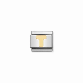 Nomination Composable Link Letter T, 18K Gold
