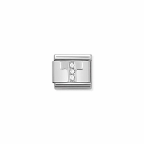 Nomination Composable Link Letter T, Cubic Zirconia, Silver