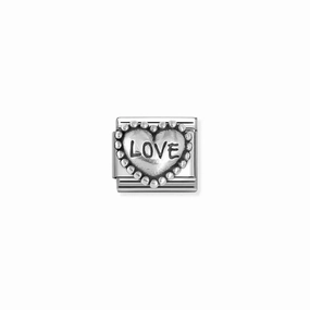 Nomination Composable Link Love Heart Beaded Setting, Silver