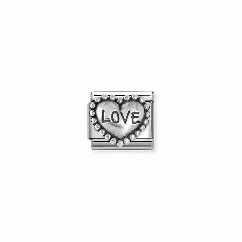 Nomination Composable Link Love Heart Beaded Setting, Silver