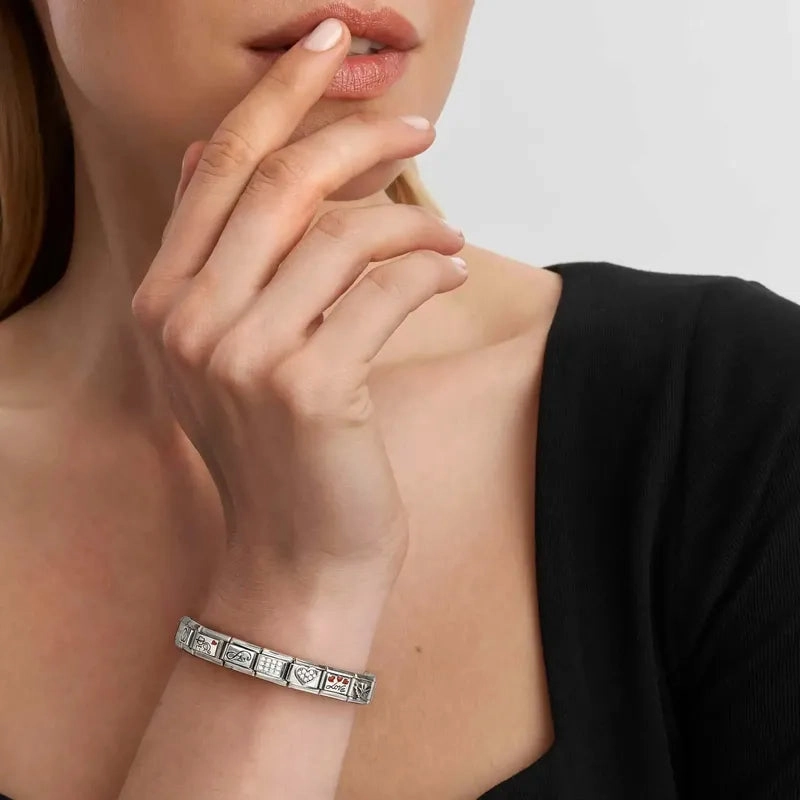 Nomination Composable Link Malachite Stone, Silver