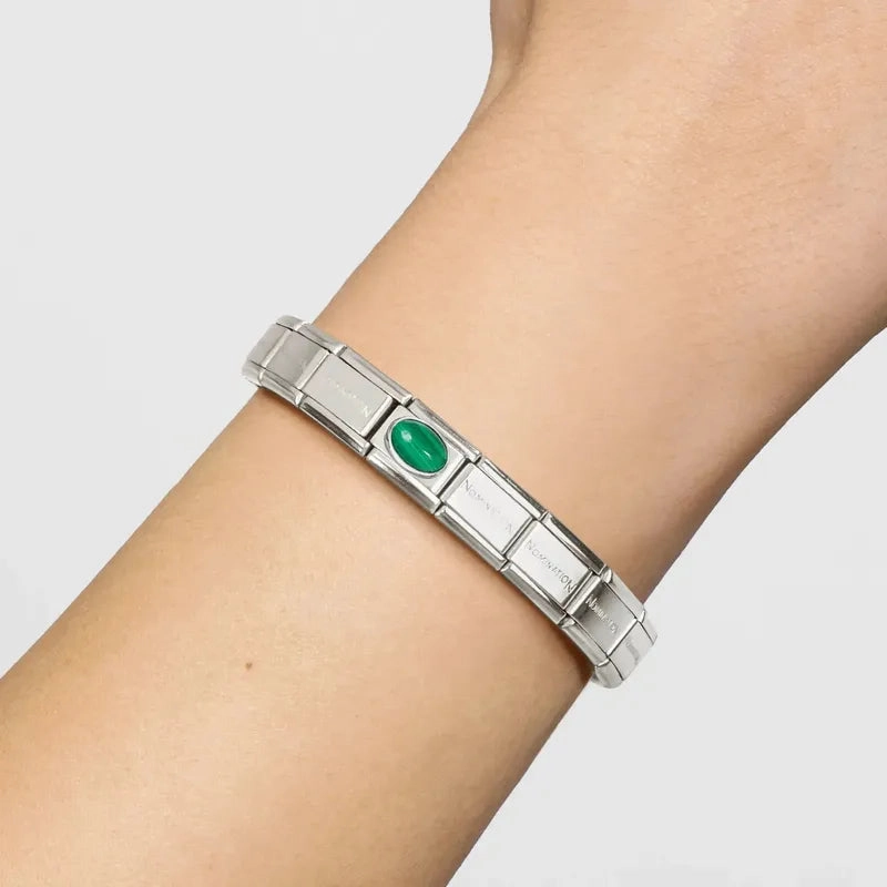 Nomination Composable Link Malachite Stone, Silver