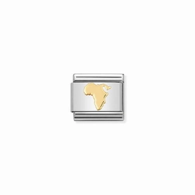 Nomination Composable Link Map Of Africa, 18K Gold