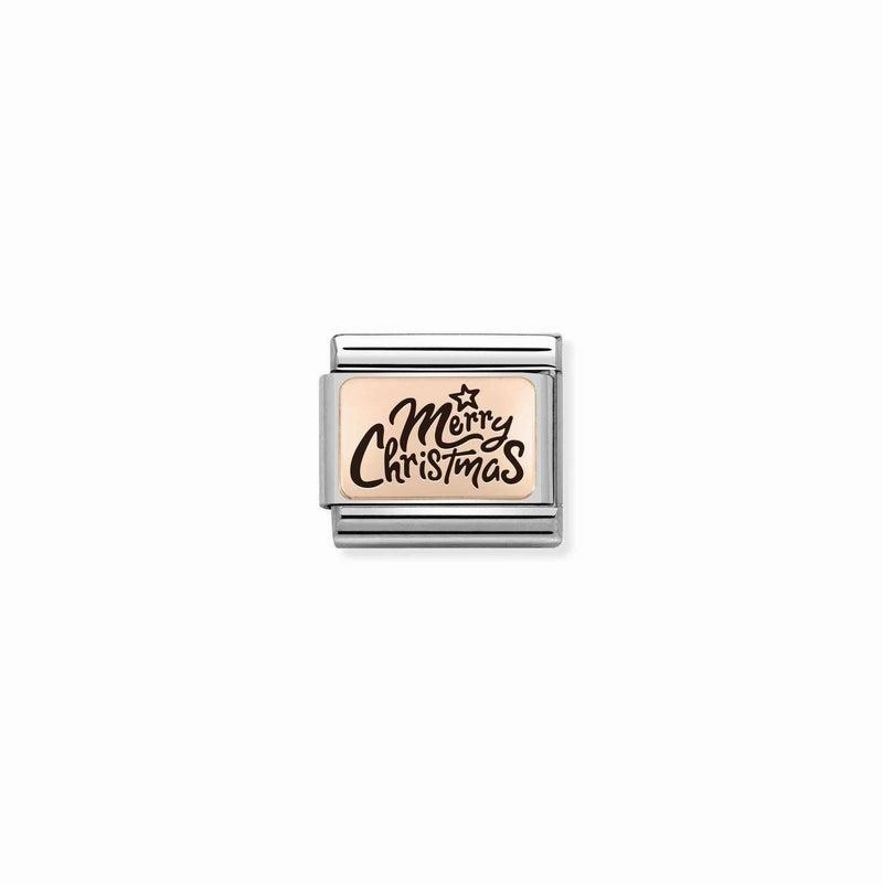 Nomination Composable Link Merry Christmas, 9K Rose Gold