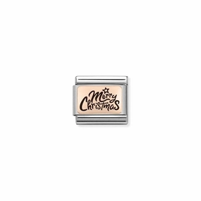 Nomination Composable Link Merry Christmas, 9K Rose Gold