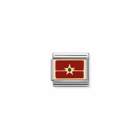 Nomination Composable Link Morocco Flag, 18K Gold & Enamel