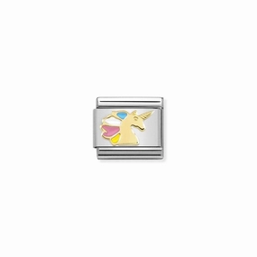 Nomination Composable Link Multicolour Unicorn, 18K Gold & Enamel