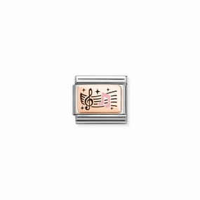 Nomination Composable Link Musical Notes, 9K Rose Gold & Enamel
