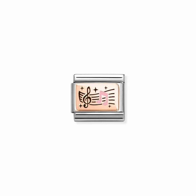 Nomination Composable Link Musical Notes, 9K Rose Gold & Enamel