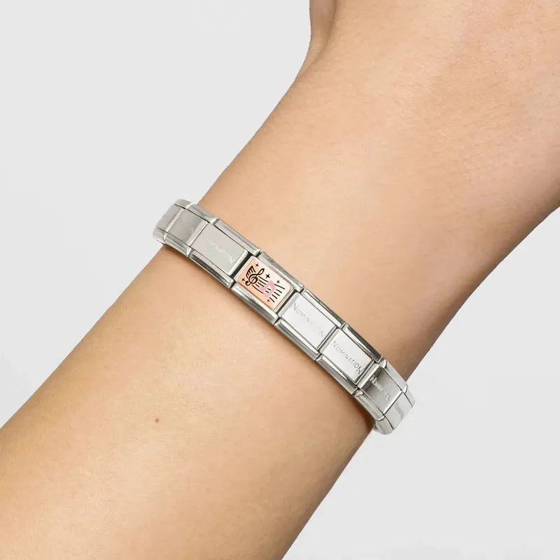 Nomination Composable Link Musical Notes, 9K Rose Gold & Enamel