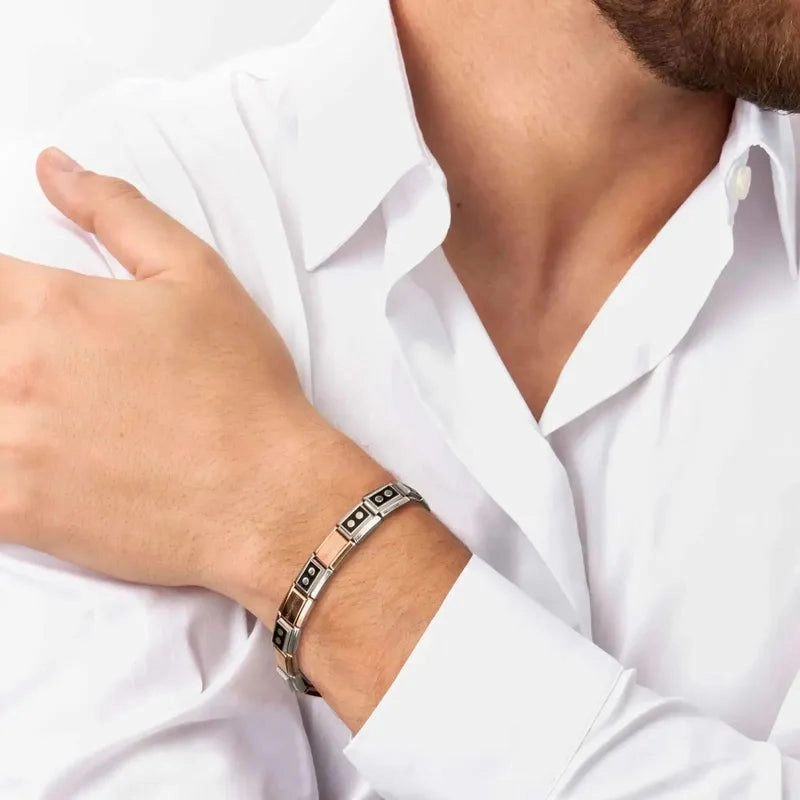 Nomination Composable Link Namaste with Flowers, 9K Rose Gold & Enamel