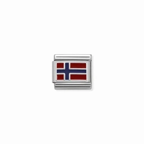 Nomination Composable Link Norway Flag, Silver & Enamel
