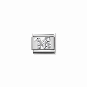 Nomination Composable Link Number 16, Cubic Zirconia, Silver